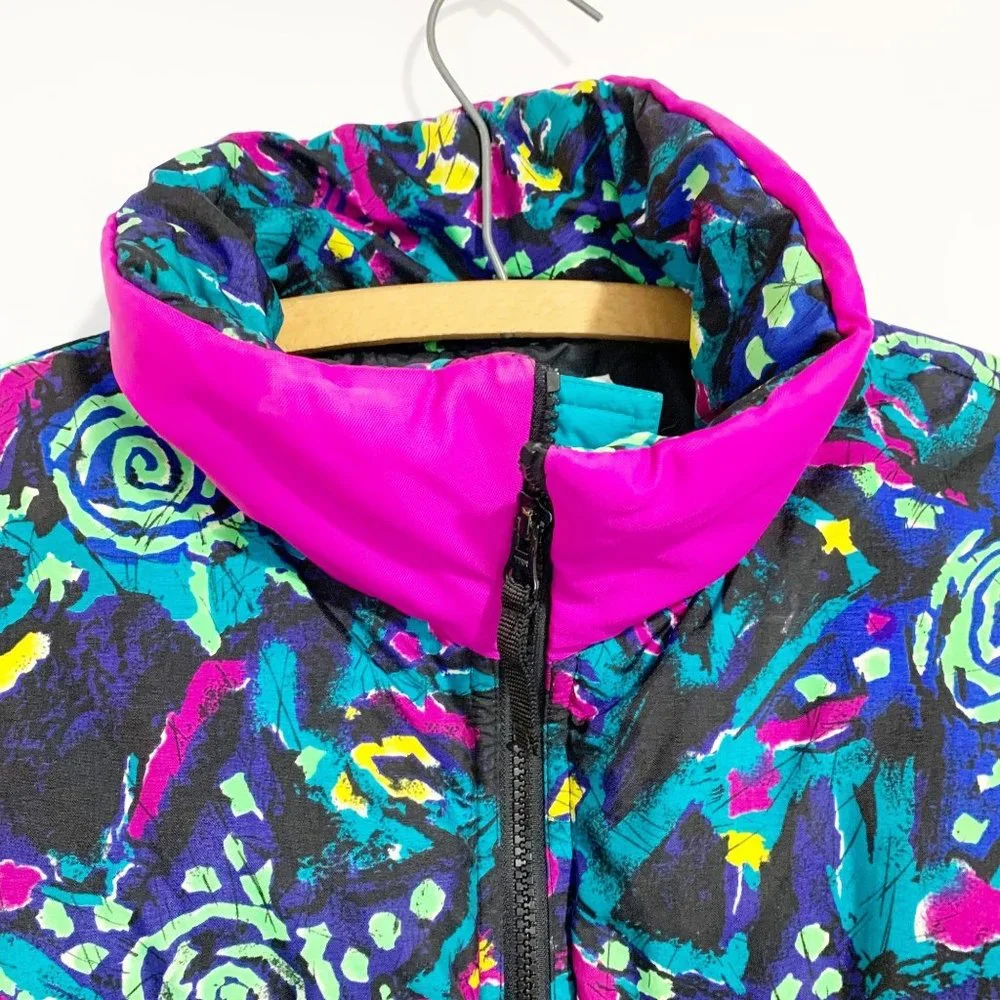 Obermeyer Kids Puffer Jacket - Teal, Purple, Pink, Neon Yellow Accents